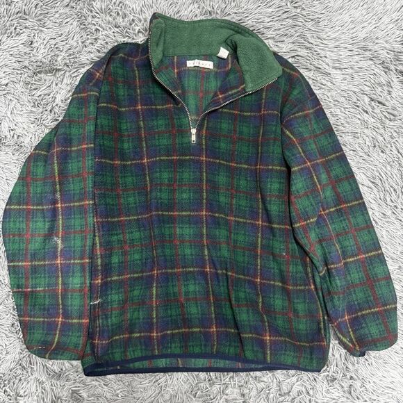 Tribute Plaid Quarter Zip Pullover Sweatshirt Size Large - Picture 1 of 7